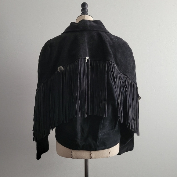 Vintage The American Line Black Fringe Leather Jacket - Picture 8 of 11